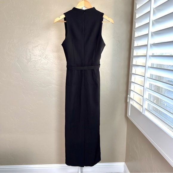 Commense Black Sleeveless V Neck Belted Midi Dress Small NWT - Picture 4 of 9